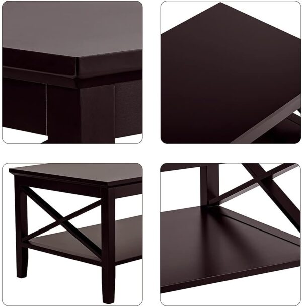 Oxford Coffee Table, 40" Espresso Wood with Thick Legs and Storage for Living Room - Image 4