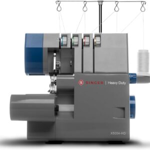 Heavy-Duty Serger Overlock Machine – 2/3/4 Stitch, 8 Built-In Stitches, 1300 SPM, LED Lights, Grey/Blue