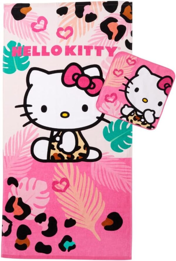 Hello Kitty Cotton Terry Towel Set – 2 Pieces, 50" x 25" (Bath/Pool/Beach)