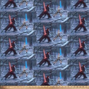 Rey & Kylo Ren Lightsaber Duel Fabric – Digital Cotton Print