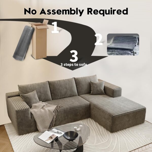 107.5" Cloud Sectional Sofa with Right Chaise, Modern Deep-Seat Modular Couch for Living Room or Apartment, Camel, No Assembly - Image 3