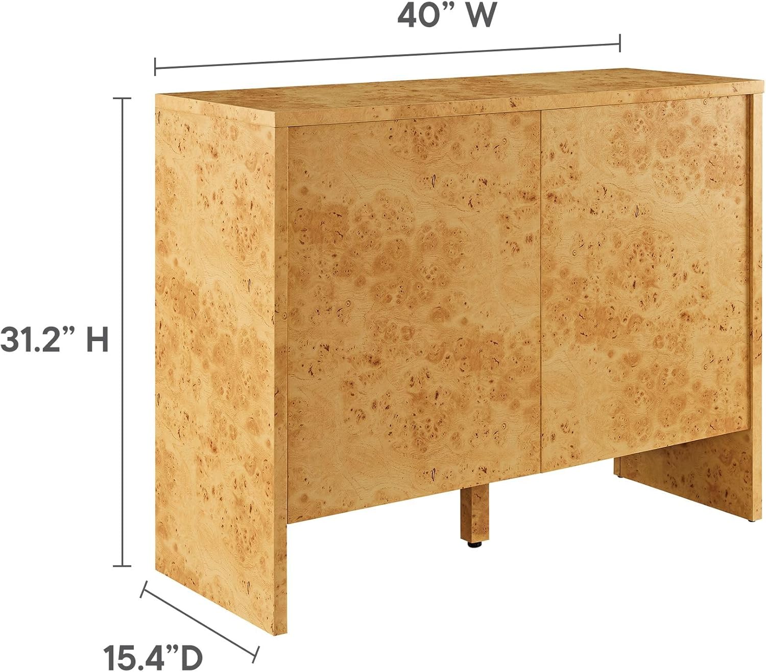 Burl Wood Sideboard, 2-Door 40" Buffet Cabinet with Soft-Close Doors, Natural Finish - Image 5