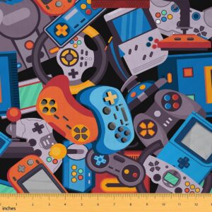 Video Game Fabric – 1 Yard Colorful Game Controller Print, 36"x59" for DIY, Kids & Gamer Decor