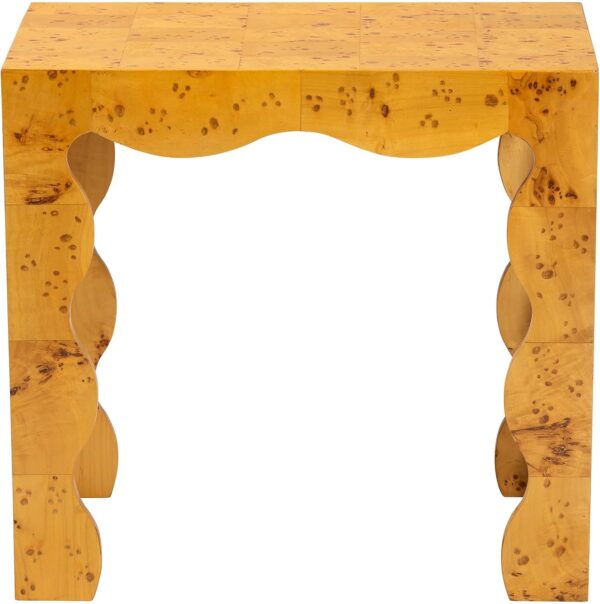 Real Burl Wood End Table with Scalloped Edges, Orange Mappa - Image 4