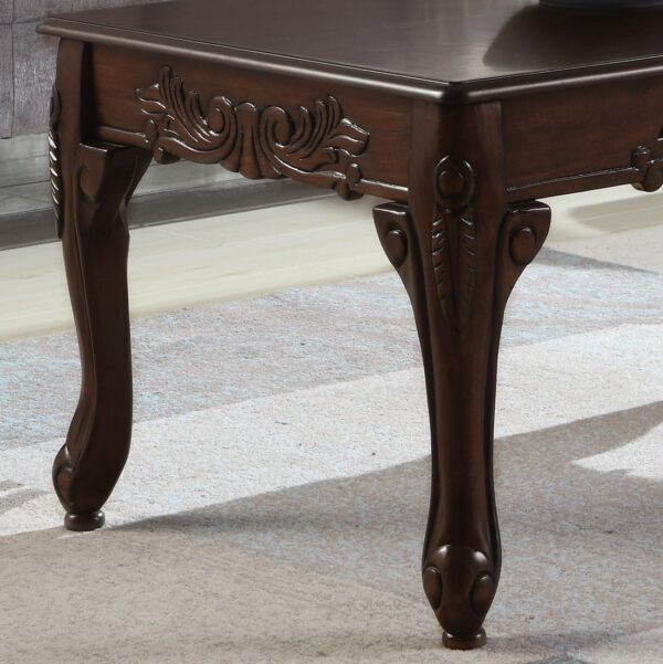 Traditional Ornate Detailing Wood Coffee Table, Dark Cherry - Image 4
