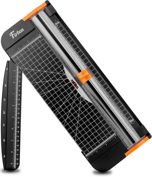 A4 Paper Cutter – 12" Titanium Trimmer with Security Safeguard & Side Ruler for Craft Paper