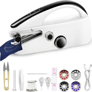 Handheld Sewing Machine, Easy to Use Portable Electric Mini Sewing Machines for Beginners with Two Speeds, with Complete Accessories Kit, Suitable for Home, Travel and DIY