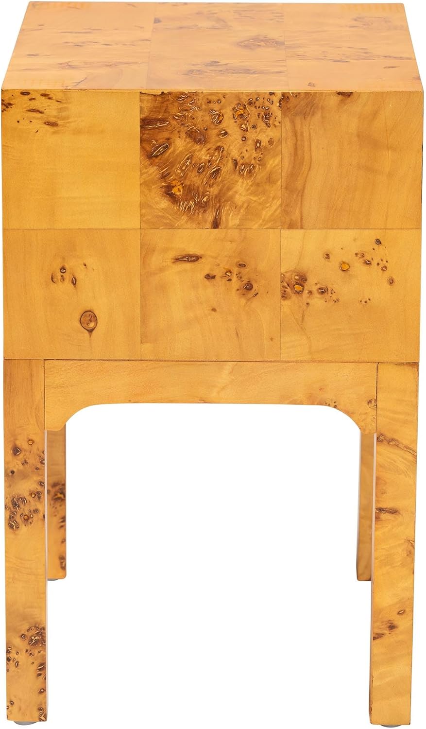 Modern and Contemporary Real Mappa Burl Wood 2-Drawer Nightstand - Image 2