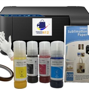 Cartridge-Free Super-Tank Sublimation Printer – Heat Transfer Printing for T-Shirts, Mugs, Bags & More