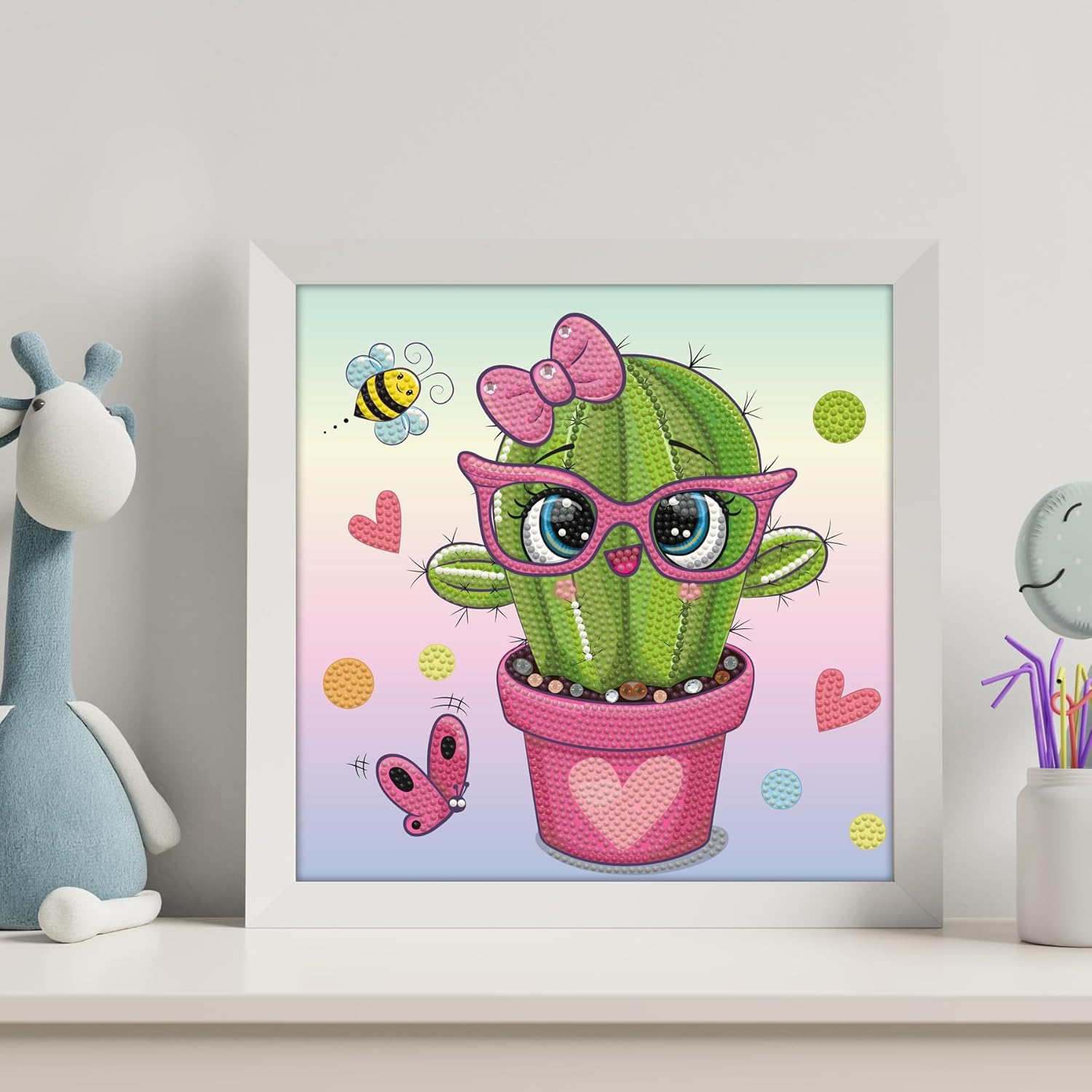 DIAMOND DOTZ Dotzies Pretty in Pink Cactus Plant Diamond Painting Kits for Kids - Diamond Art Kits a Relaxing Creative Craft Kit with Dotz Gems 9.1"x9.1" - Image 3