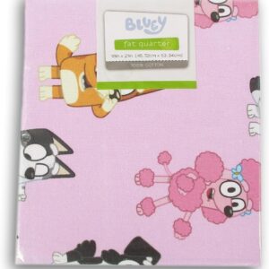 100% Cotton Fat Quarter – 18x21" (Bluey on Pink) for Sewing & Crafts