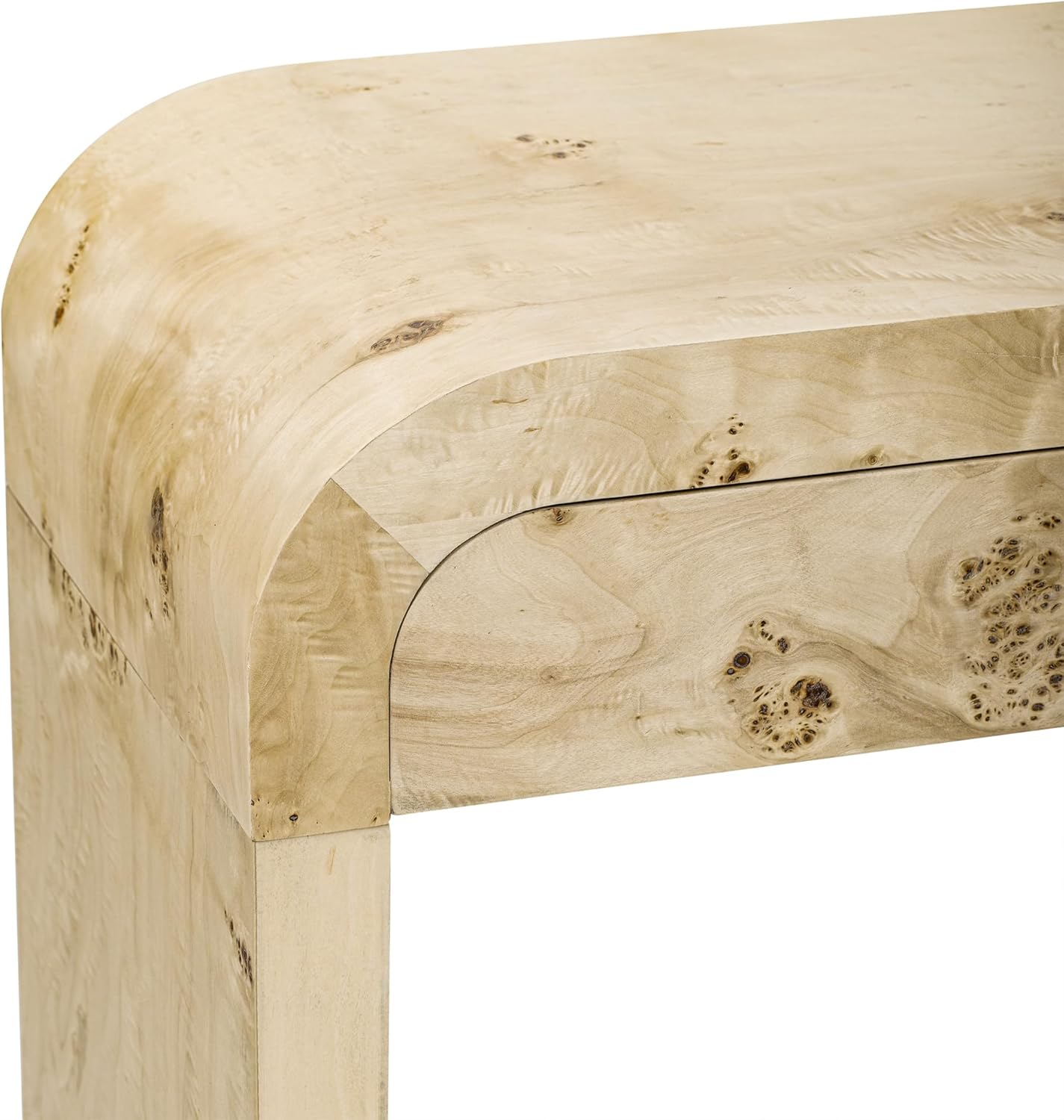 Farmhouse Entryway Table, Natural Wood Console with Burl Wood Veneer, 60"L x 15.7"W x 31.7"H - Image 2