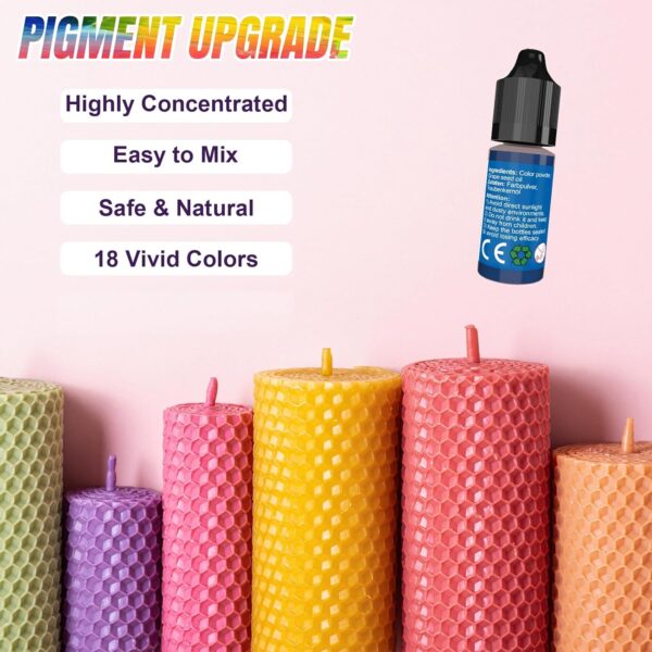 Candle dye - 18 Colors Liquid Oil-Based dye for Candle Wax, Vivid Candle Color for DIY Candle Making, Highly Concentrate Natural Candle Color - Image 3
