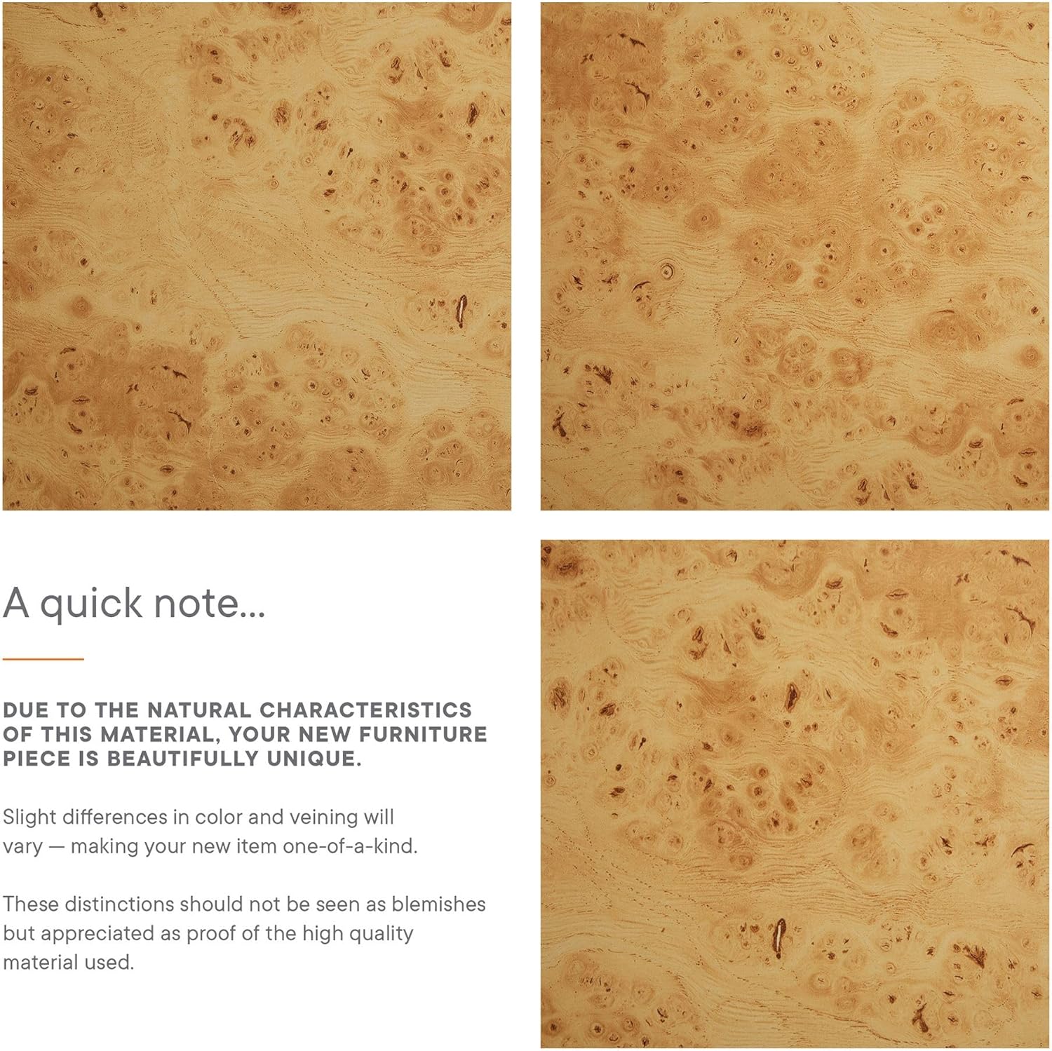 Burl Wood Sideboard, 2-Door 40" Buffet Cabinet with Soft-Close Doors, Natural Finish - Image 3