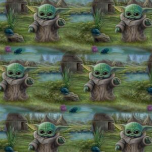The Child Mandalorian Cotton Fabric – 44" Wide Licensed Print for Sewing Projects
