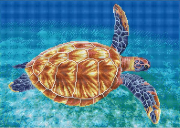 Diamond Dotz Graceful Swimmer Turtle Diamond Painting Kit, 14.6"x20.5" – Relaxing Craft with Dotz Gems