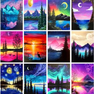 Diamond Painting Kit – 12 Pack 5D Full Drill Round Diamond Art, 12x16" DIY for Adults & Beginners