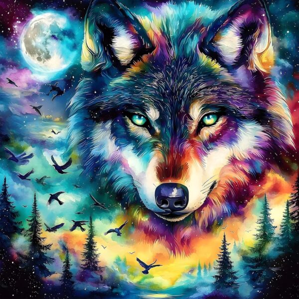 Wolf Diamond Painting Kit, 12x16" – DIY Moon Night Art for Adults, Beginners & Home Decor