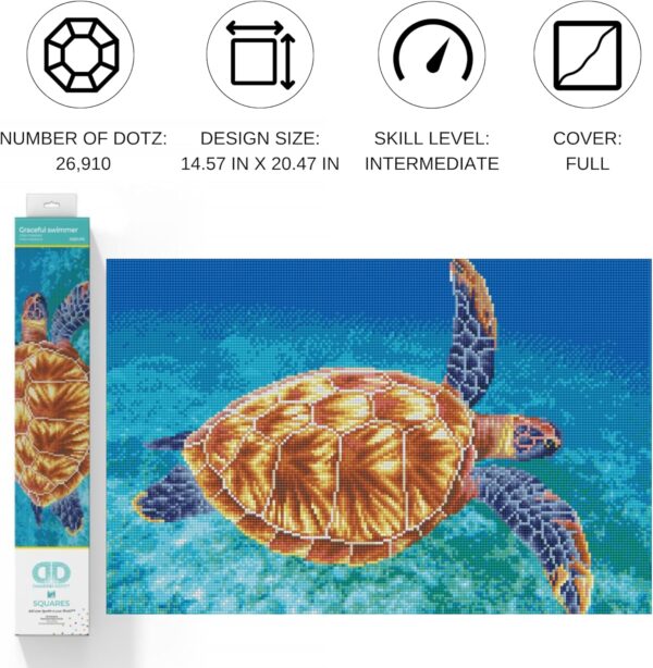 Diamond Dotz Graceful Swimmer Turtle Diamond Painting Kit, 14.6"x20.5" – Relaxing Craft with Dotz Gems - Image 4