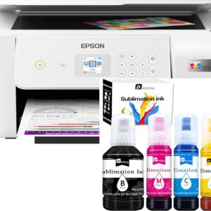 Cartridge-Free Super-Tank Printer – Sublimation Ink Bundle, Heat Transfers, Built-in Scanner & Copier (White)