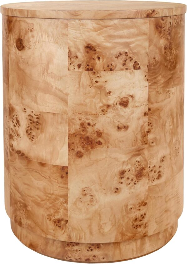 Burl Wood Round Side/End Table, Natural Burl