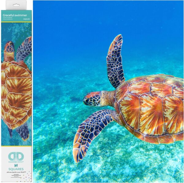 Diamond Dotz Graceful Swimmer Turtle Diamond Painting Kit, 14.6"x20.5" – Relaxing Craft with Dotz Gems - Image 2