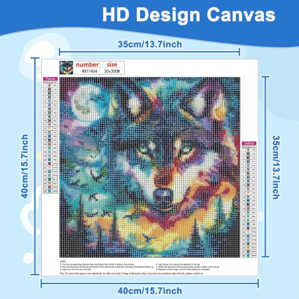 Wolf Diamond Painting Kit, 12x16" – DIY Moon Night Art for Adults, Beginners & Home Decor - Image 2