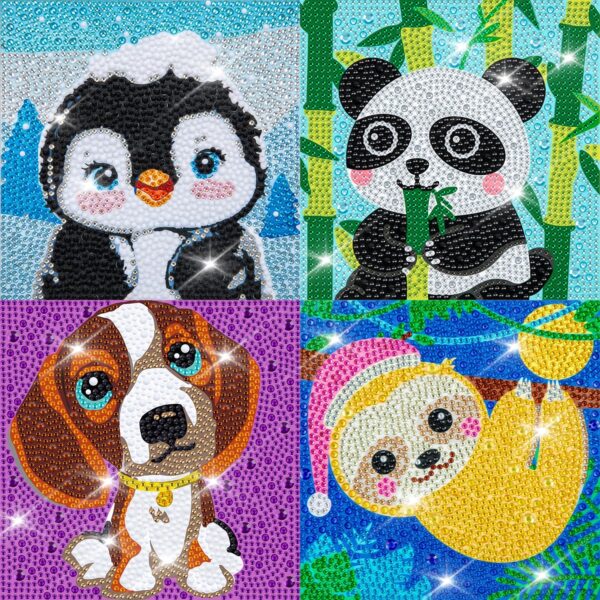Diamond Art Kits for Kids & Beginners – 4 Pack, Easy DIY Craft, Creative Sticker Art (Ages 6-12)