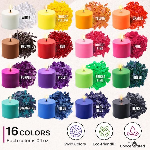 Soy Candle Wax Dye Chips – 16 Vibrant, Highly Concentrated Colors for Candle Making - Image 4
