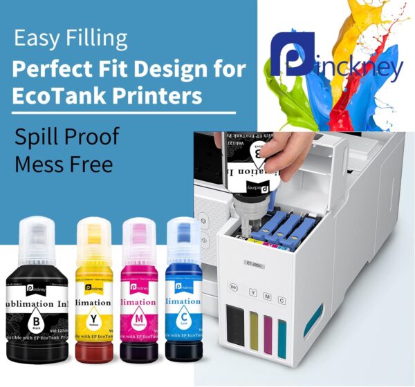 Cartridge-Free Super-Tank Printer – Sublimation Ink Bundle, Heat Transfers, Built-in Scanner & Copier (White) - Image 2