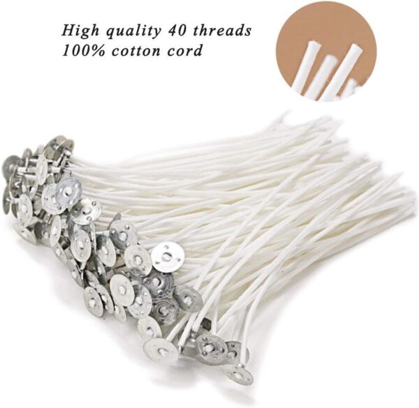 Candle Wick Kit - 60 Cotton Wicks with Candle Making Tools (Thick 4"+6"+8") - Image 3
