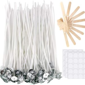100 pcs 6" Candle Wicks with 30 Stickers & 10 Wooden Centering Devices – For Soy & Beeswax Candle Making