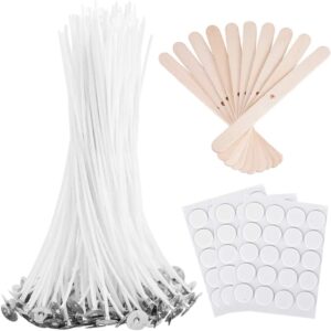 100 pcs 6" Candle Wicks Bulk – Includes Wick Stickers & Centering Device for Soy/Beeswax Candles