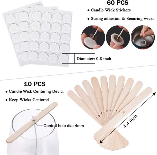 100 pcs 6" Candle Wicks Bulk – Includes Wick Stickers & Centering Device for Soy/Beeswax Candles - Image 3