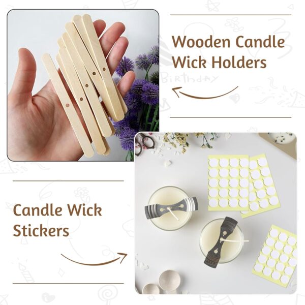 100 pcs 4" Cotton Candle Wicks with Stickers & Holders – For Soy, Beeswax & Coconut Candle Making - Image 4