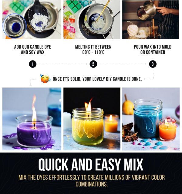 Candle Dye for Soy Wax Candle Making - 16 High-Concentration Colors - Mix to Create Endless Shades - Image 3
