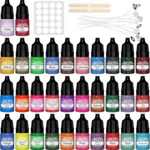 Candle Dye - 32 Colors Candle Wax Dyes, Highly Concentrated Candle Color Dye, Oil-Based Liquid Candle Dye for Soy Wax, Candle Making - 5ml Each