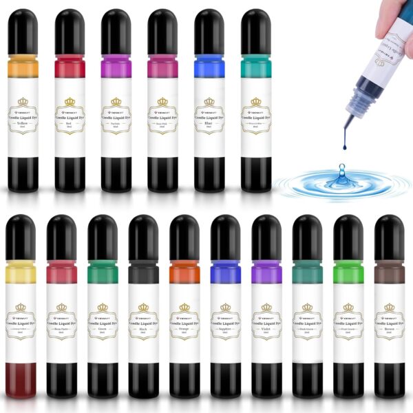 Candle Dye Set – 16 Vibrant Liquid Colors, Oil-Based & Natural for Wax Candle Making