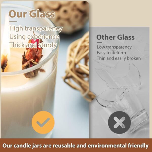 Thick Candle Jars – 16 Pack 7oz Clear Jars with Wood Lids for Candle Making & Samples - Image 3