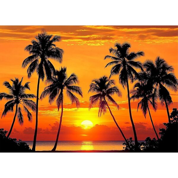 Sunset Diamond Art Kit – 16x12", Beach Full Drill, DIY Gem Art for Beginners & Home Decor