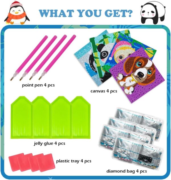 Diamond Art Kits for Kids & Beginners – 4 Pack, Easy DIY Craft, Creative Sticker Art (Ages 6-12) - Image 3