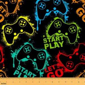 Gamer Fabric – Colorful Gamepad Graffiti, 1 Yard for Quilting & DIY Projects, Waterproof