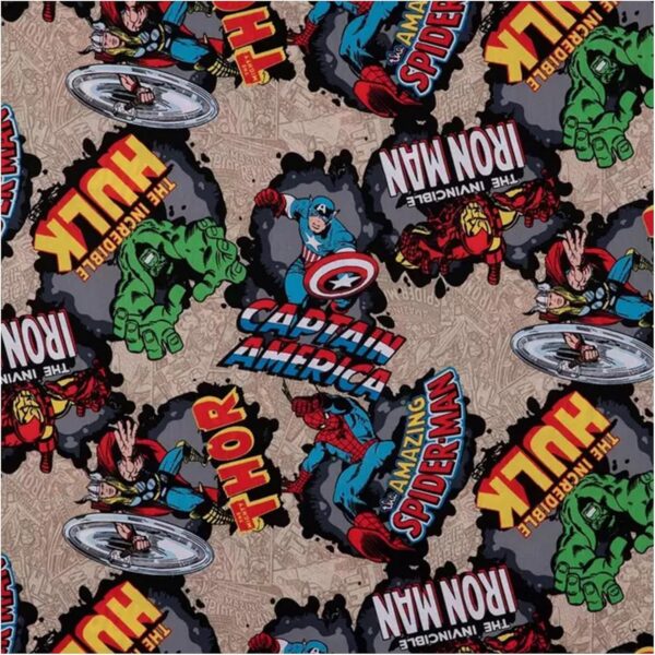 Marvel Comic Burst Cotton Fabric – 1 Yard, Lightweight for Sewing Clothes, Homeware & Accessories