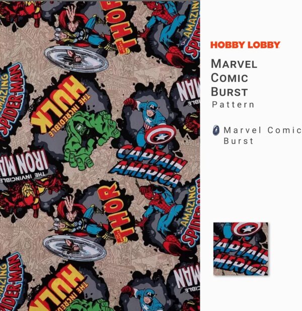 Marvel Comic Burst Cotton Fabric – 1 Yard, Lightweight for Sewing Clothes, Homeware & Accessories - Image 2