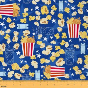 Popcorn Fabric – Movie Theme, 1 Yard, Polyester for Chairs, Home Decor & DIY Gifts, Film Themed