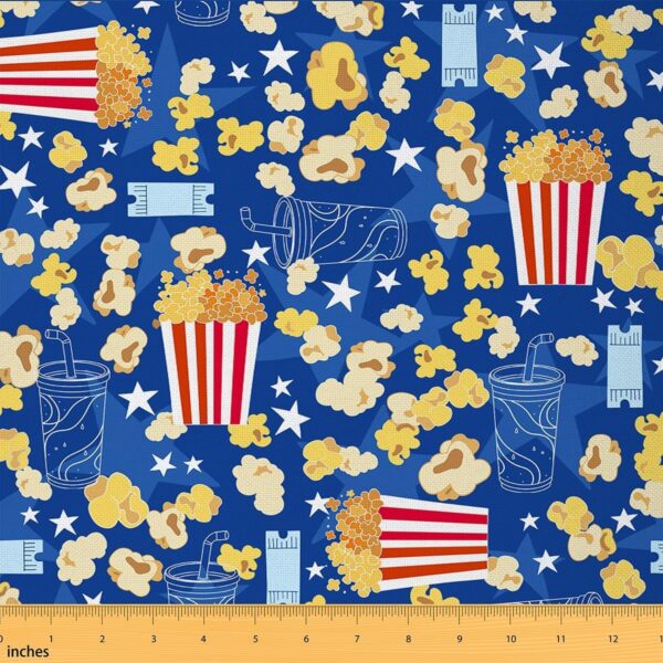 Popcorn Fabric – Movie Theme, 1 Yard, Polyester for Chairs, Home Decor & DIY Gifts, Film Themed