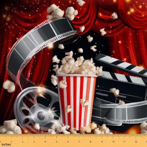 Movie Theater Fabric – 1 Yard Waterproof Upholstery with Poster & Popcorn Print