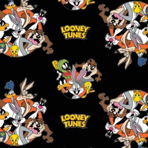 Looney Tunes Cotton Fabric – "That's All Folks" Black Print, Premium 100% Cotton