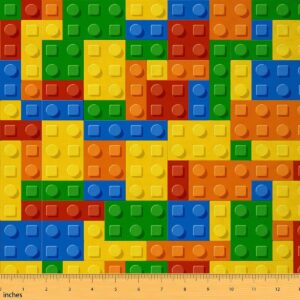 Kids Games Bed & Outdoor Fabric – Building Blocks Upholstery, 1 Yard for DIY Projects