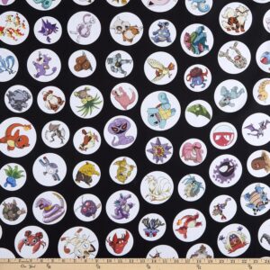 Pokemon Tossed Black, Fabric